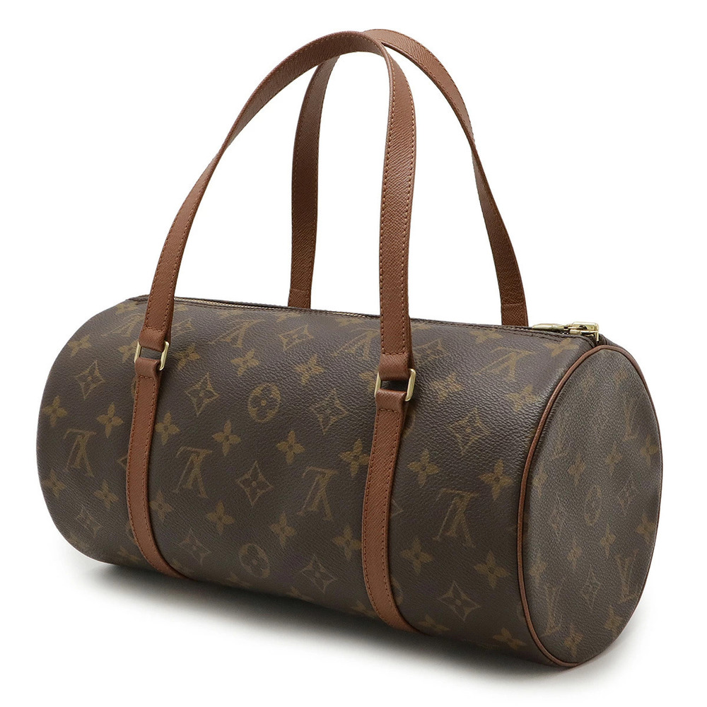 Louis Vuitton Monogram Pouch Handbag Papillon Cylindrical Brown